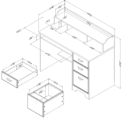 Computer Desk with Hutch - Versa Gray Maple