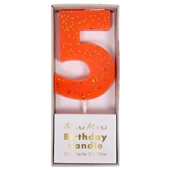 Coral Number 5 Candle