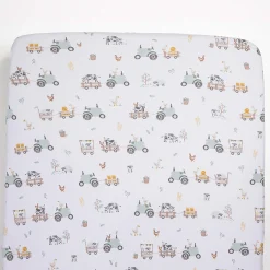 Cotton Jersey Crib Fitted Sheet - Tractor Ride
