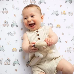 Cotton Jersey Crib Fitted Sheet - Tractor Ride