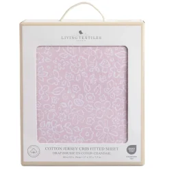 Cotton Jersey Crib Fitted Sheet -P ink flower