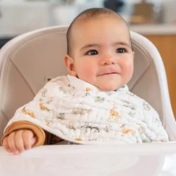 Cotton Muslin Burpy Bib - Giraffe Safari