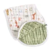 Cotton Muslin Burpy Bib - Sage Woodland