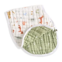 Cotton Muslin Burpy Bib - Sage Woodland