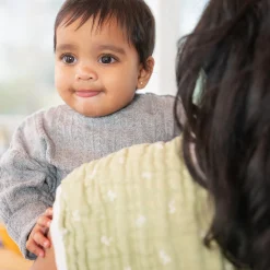 Cotton Muslin Burpy Bib - Sage Woodland