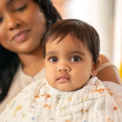 Cotton Muslin Burpy Bib - Sage Woodland