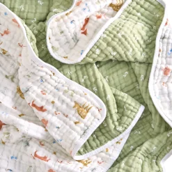 Cotton Muslin Dream Blanket - Sage Woodland