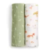 Cotton Muslin Swaddles (2) - Sage Woodland