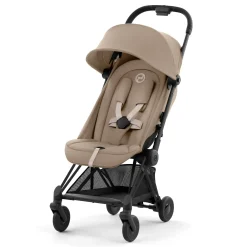 Coya Stroller - Matte Black Frame with Sepia Beige Seat