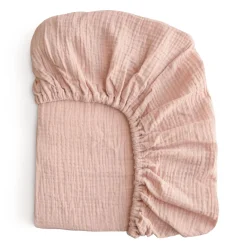 Crib Fitted Sheet Muslin - Blush