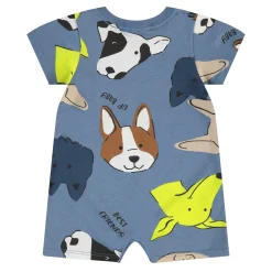 Dogs Blue Romper 3-18m
