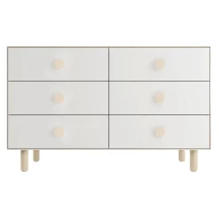 Dot 6 Drawer Dresser - Whte/ Natural