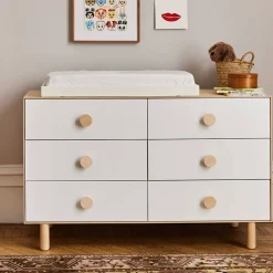 Dot 6 Drawer Dresser - Whte/ Natural