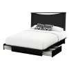 Double / Queen Bed and Headboard Set - Step One Pure Black