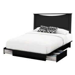 Double / Queen Bed and Headboard Set - Step One Pure Black