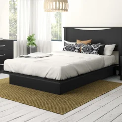 Double / Queen Bed and Headboard Set - Step One Pure Black