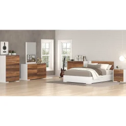 Double Bed - White Walnut