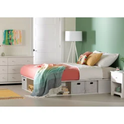 Double Bed with Storage and Baskets - Flexible Pure White