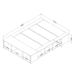 Double Bed with Storage and Baskets - Flexible Pure White