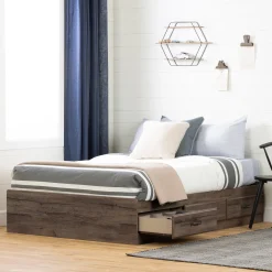 Double Mates Bed with 3 Drawers - Ulysses Fall Oak