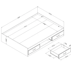 Double Mates Bed with 3 Drawers - Ulysses Fall Oak