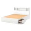 Double Mates Bed With Bookcase Headboard Set - Reevo Pure White