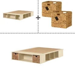 Double Storage Bed with Baskets - Avilla Bleached Oak
