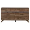 7-Drawer Double Dresser - Flam Natural Walnut and Matte Black