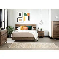 7-Drawer Double Dresser - Flam Natural Walnut and Matte Black