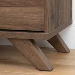 7-Drawer Double Dresser - Flam Natural Walnut and Matte Black