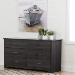 6-Drawer Double Dresser - Fusion Gray Oak