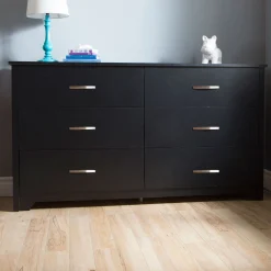 6-Drawer Double Dresser - Fusion Pure Black