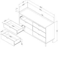 6-Drawer Double Dresser - Hype Winter Oak