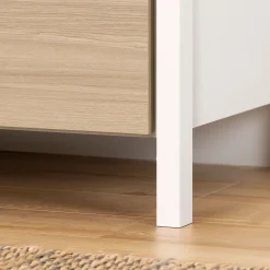 6-Drawer Double Dresser - Munich White and Soft Elm