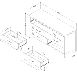 6-Drawer Double Dresser - Munich White and Soft Elm