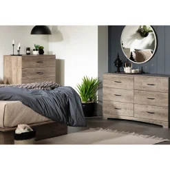 6-Drawer Double Dresser - Step One Weathered Oak