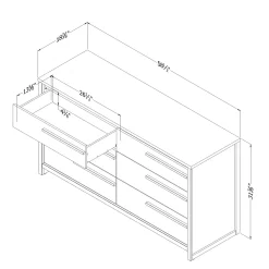 6-Drawer Double Dresser - Tao Gray Oak