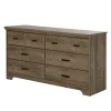 6-Drawer Double Dresser - Versa Weathered Oak