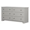 6-Drawer Double Dresser - Vito Soft Gray