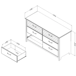 6-Drawer Double Dresser Ulysses - Blueberry
