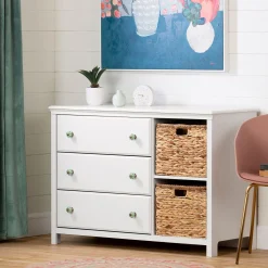3-Drawer Dresser with Baskets - Balka Pure White