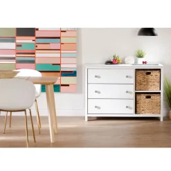 3-Drawer Dresser with Baskets - Balka Pure White