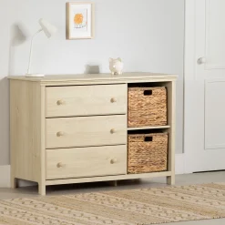 3-Drawer Dresser with Baskets - Cotton Candy Bleached Oak