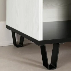 1-Drawer Nightstand - Arlen White Pine and Black Matte