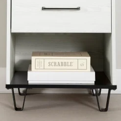1-Drawer Nightstand - Arlen White Pine and Black Matte