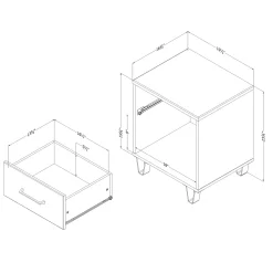 1-Drawer Nightstand - Arlen White Pine and Black Matte
