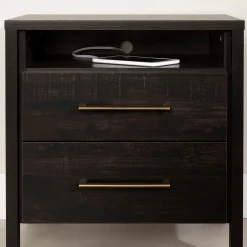 2-Drawer Nightstand - Gravity Rubbed Black