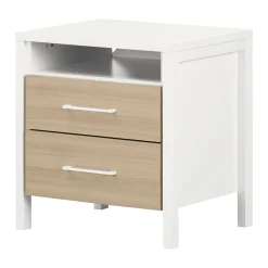 2-Drawer Nightstand - Munich White and Soft Elm