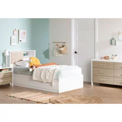 2-Drawer Nightstand - Munich White and Soft Elm