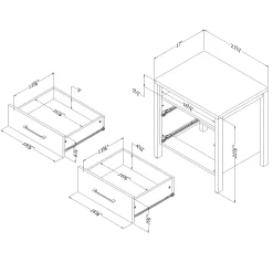 2-Drawer Nightstand - Munich White and Soft Elm